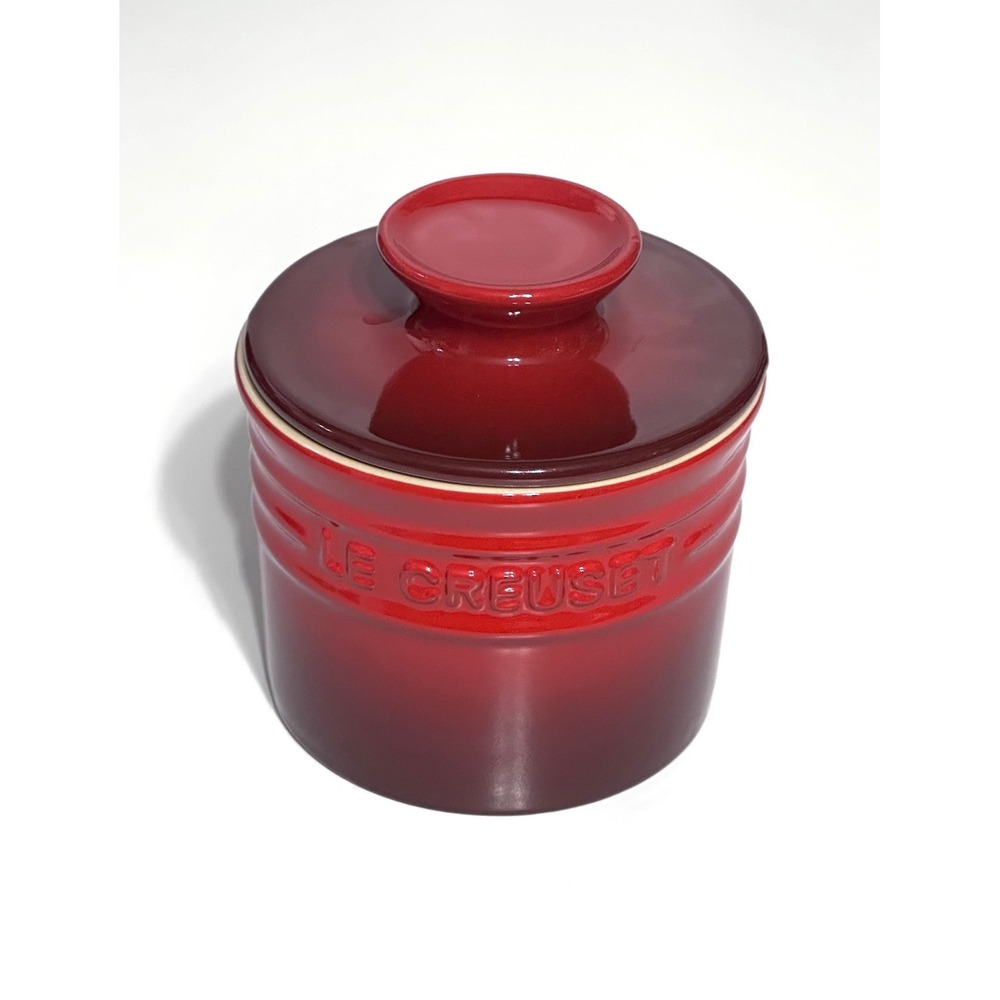 Le Creuset Butter Crock Bell Keeper Stoneware Cerise Cherry Red Ombre